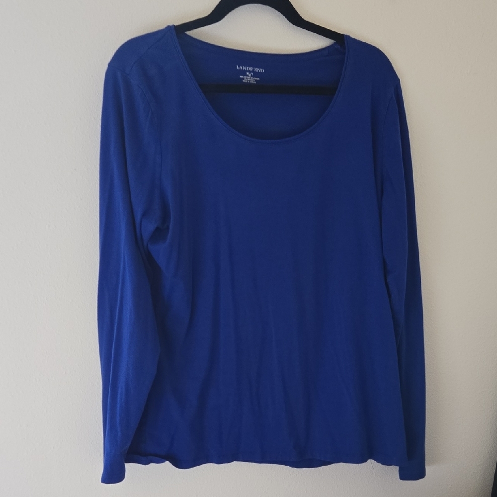 Lands' End Royal Blue Long Sleeve Scoop Neck Top
